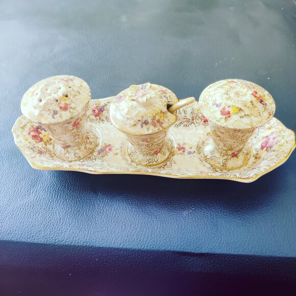 Condiment set made by James Kent at 'Old Foley Pottery" founded in.1897. Chintz - Picture 2 of 11